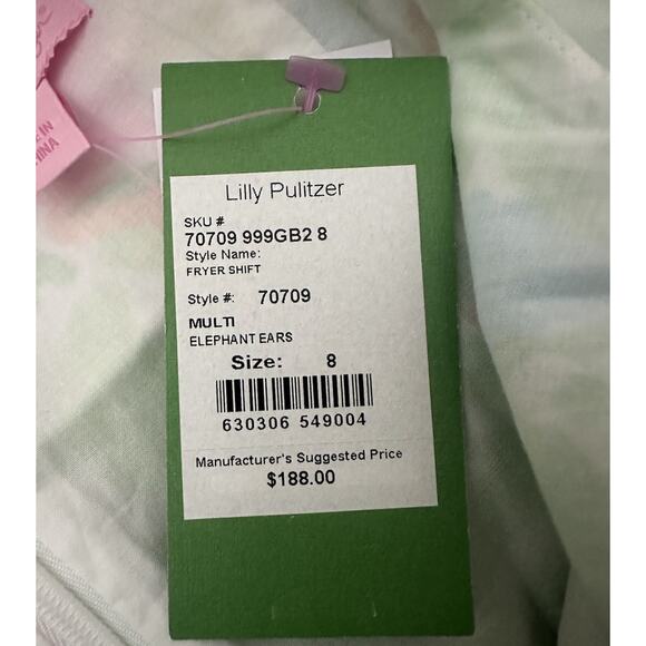 NWT Lilly Pulitzer Fryer Cotton Shift Dress Sz 8 Multi Elephant Ears $188 - Picture 5 of 8